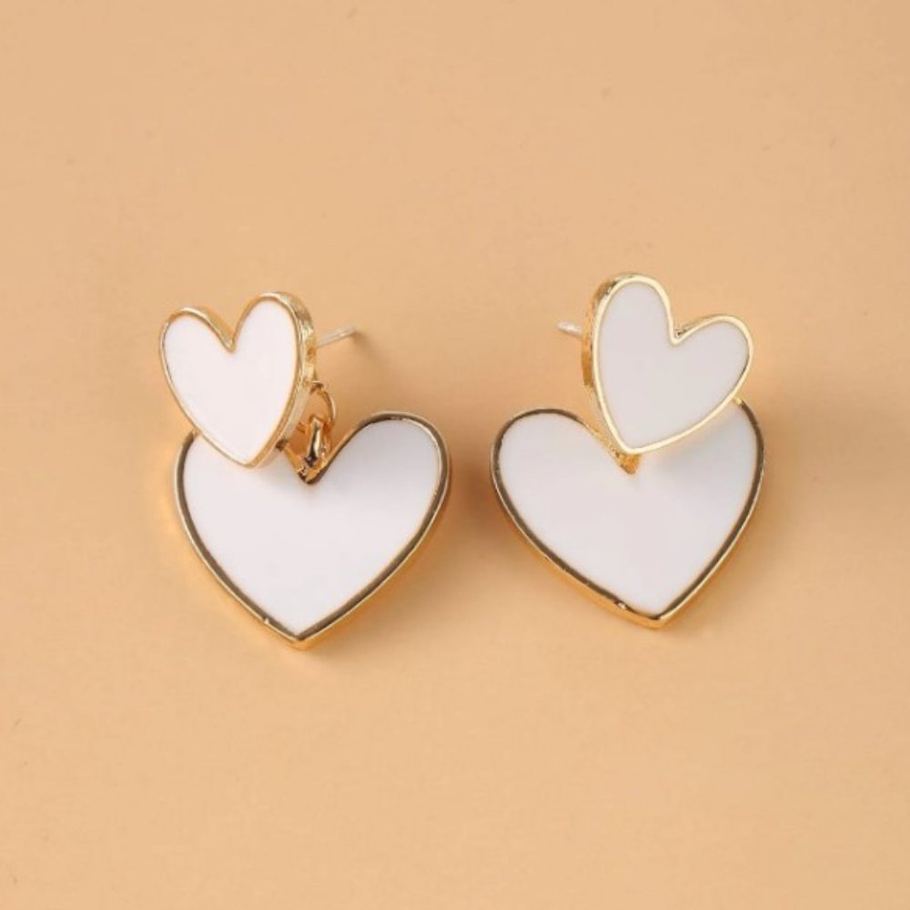 3 for $35 / Double heart earrings